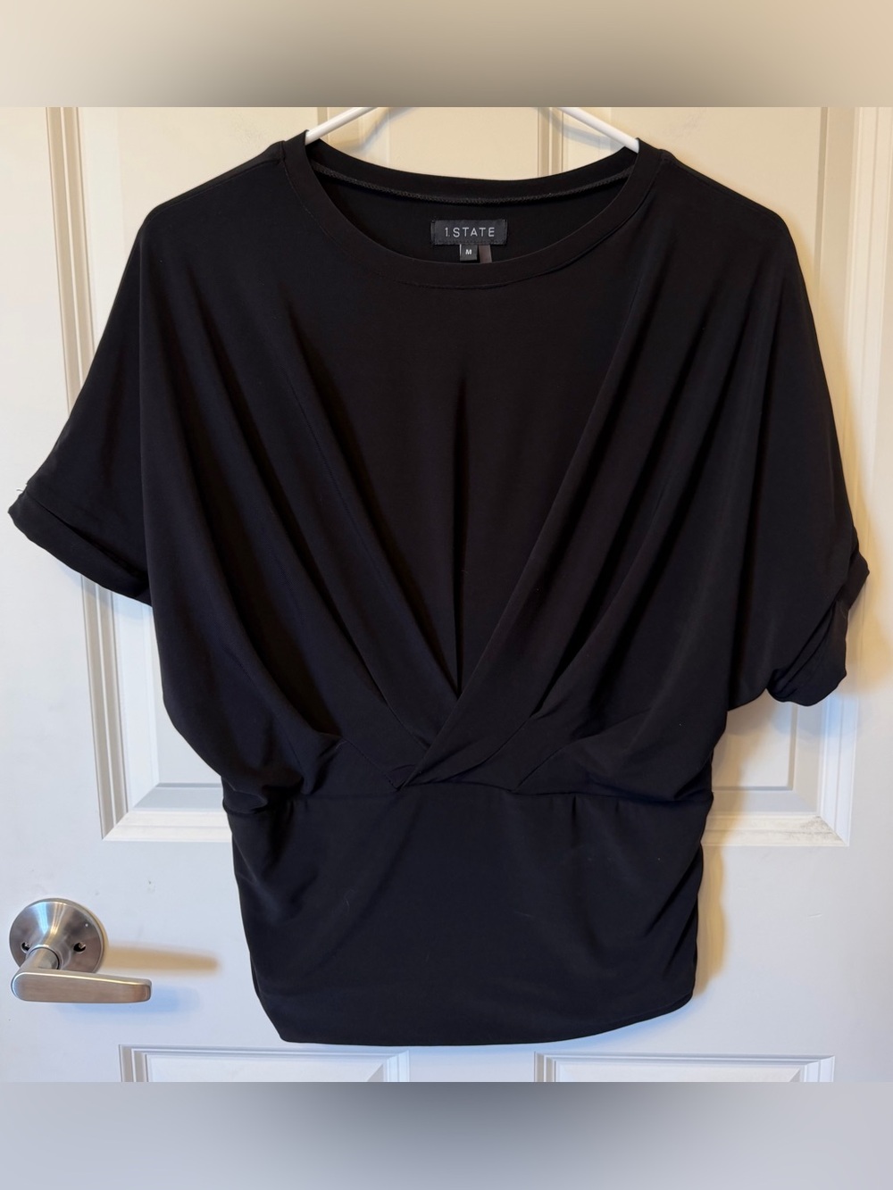 1. STATE Waist Cinch Twist Front Top, Black, Medium